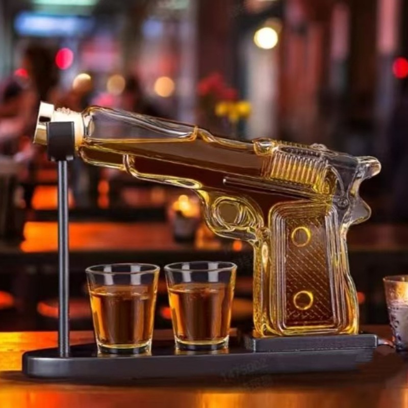 Glass Decanter Whiskey - Sandhawk Glazen Pistoolvormige Decanter Whisky Vodka
