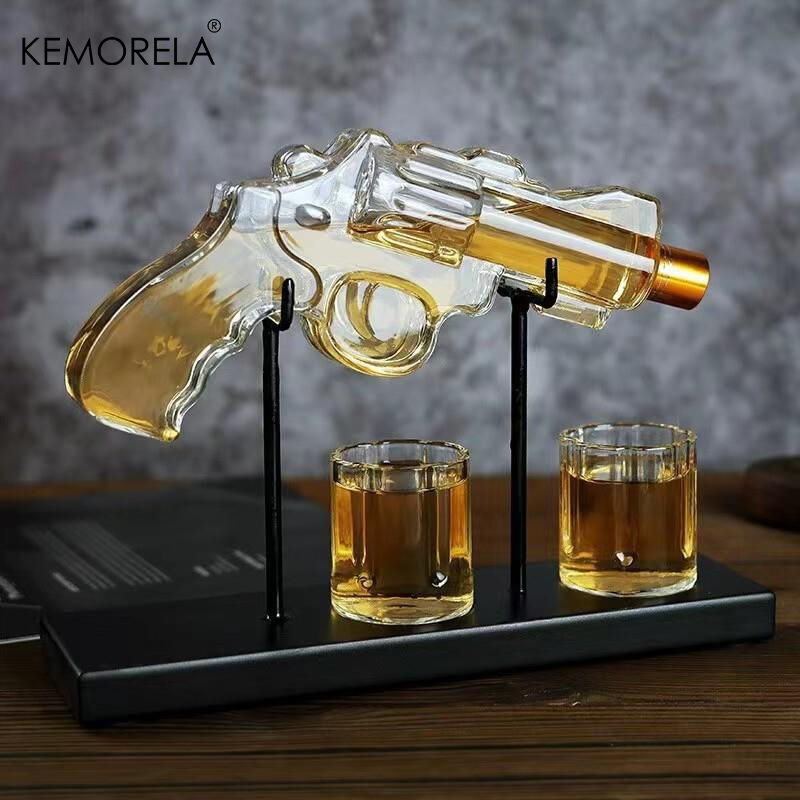 Glass Decanter Whiskey - KEMORELA Revolver Glazen Karaf Whisky Glas