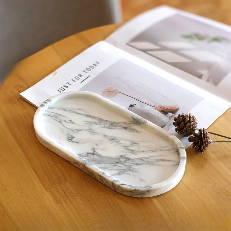 Marble Serving Board - Natuurlijk marmeren ovale dienblad - Luxe