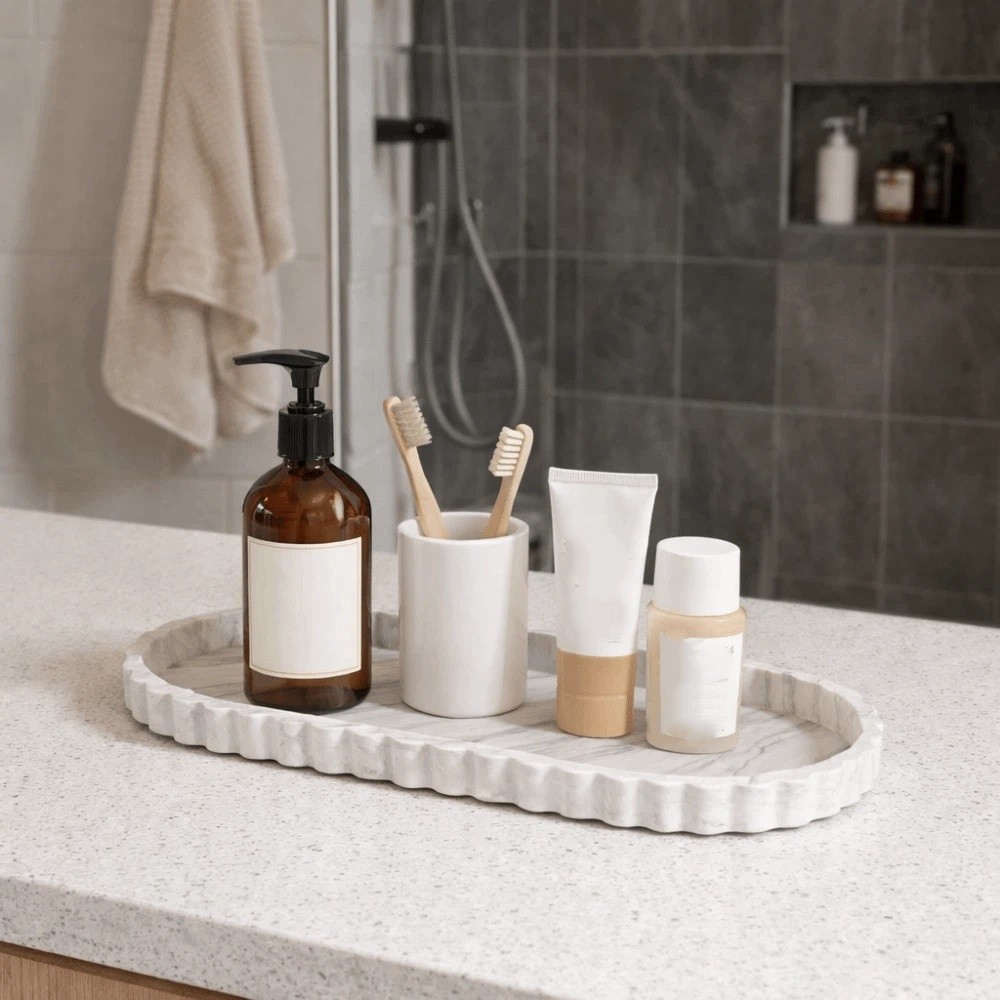Marble Serving Board - Multifunctionele siliconen ovale opbergbak met golvende
