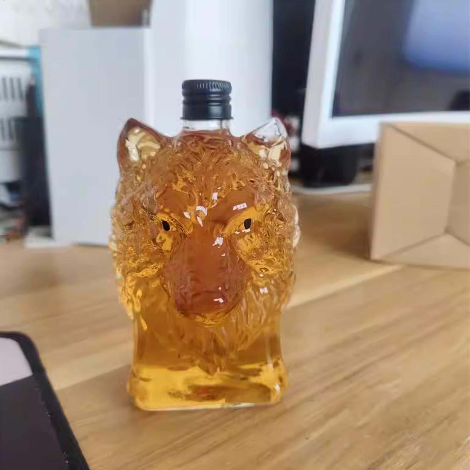 Glass Decanter Whiskey - Wolf Art Standbeeld Wijnfles Whiskyglazen Unieke