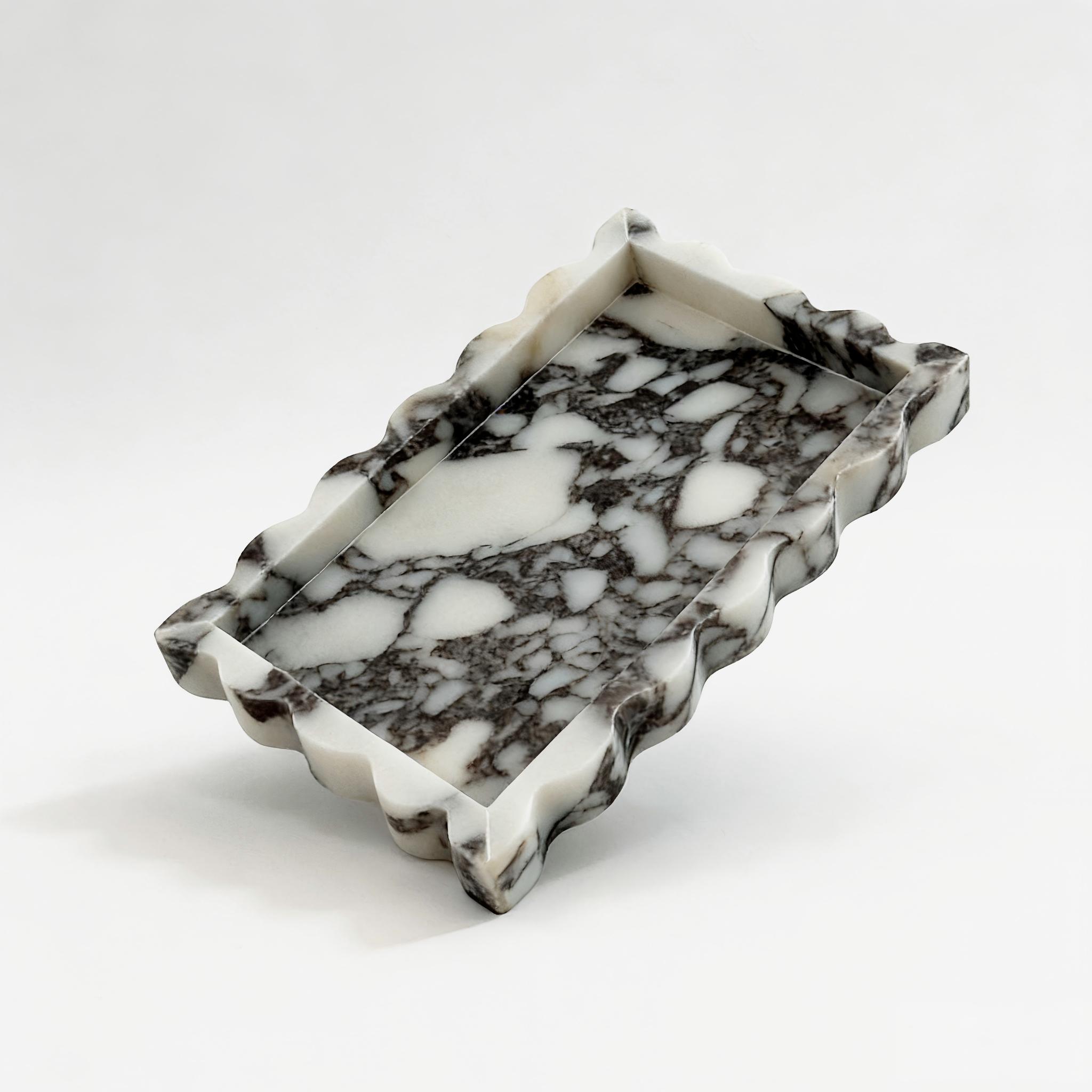 Marble Serving Board - Calacatta Viola Gegolfde Marmeren Schaal, Natuurlijke