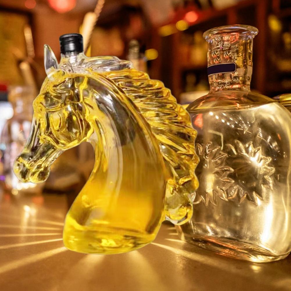 Glass Decanter Whiskey - Whiskyfles gegraveerd paardenhoofd vorm glazen karaf