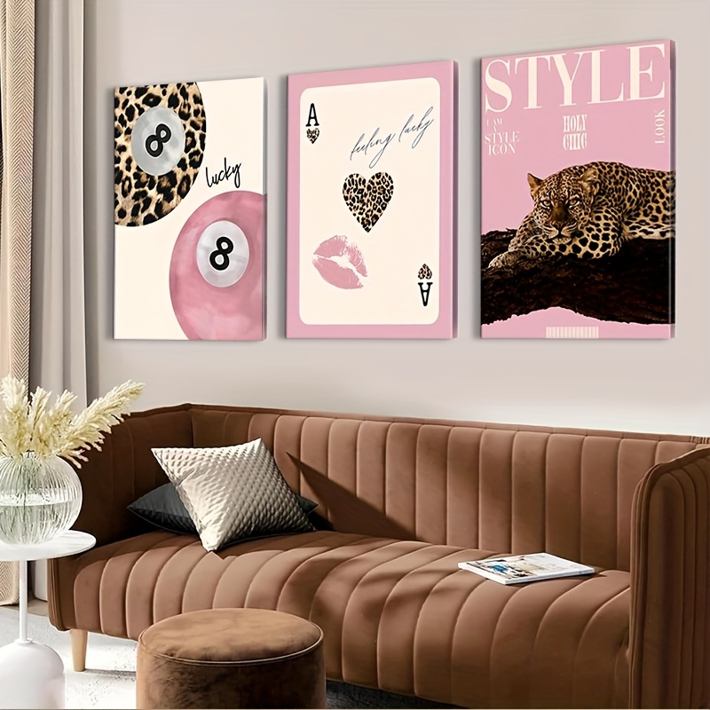 Quiet Luxury Lifestyle - 3 stuks luipaard- en cheetah-canvas wanddecoratie,