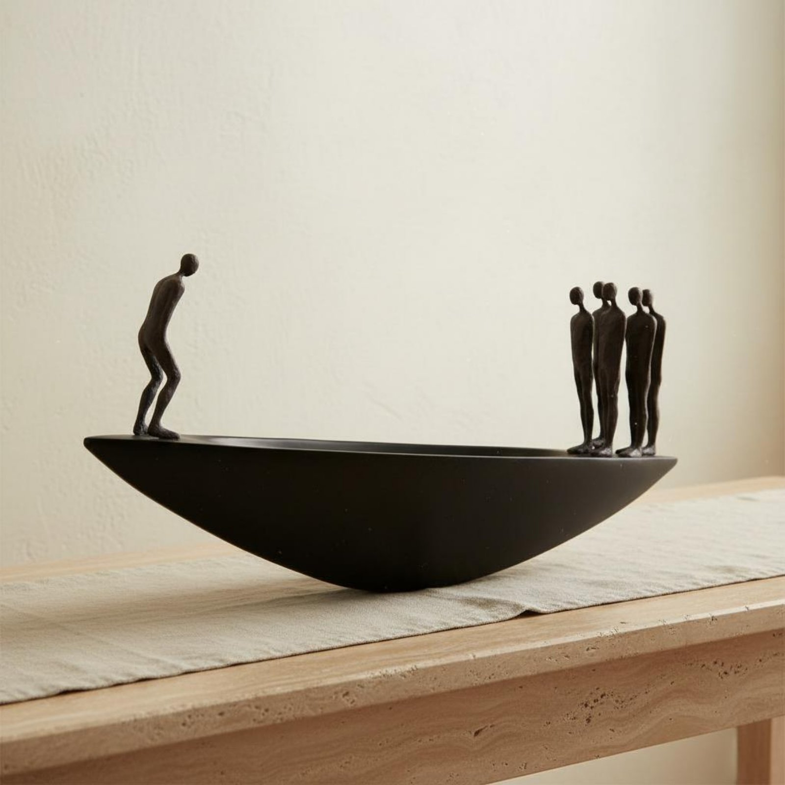Quiet Luxury Lifestyle - Modern hars zeilboot standbeeld artistiek Wabi-sabi